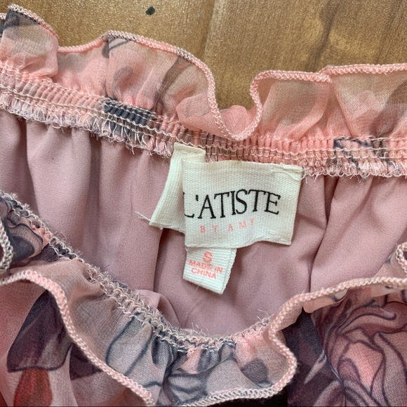 BNWT L’Atiste by Amy’ Beautiful Pink Floral Print & Butterfly Gown Size Small - Picture 7 of 9